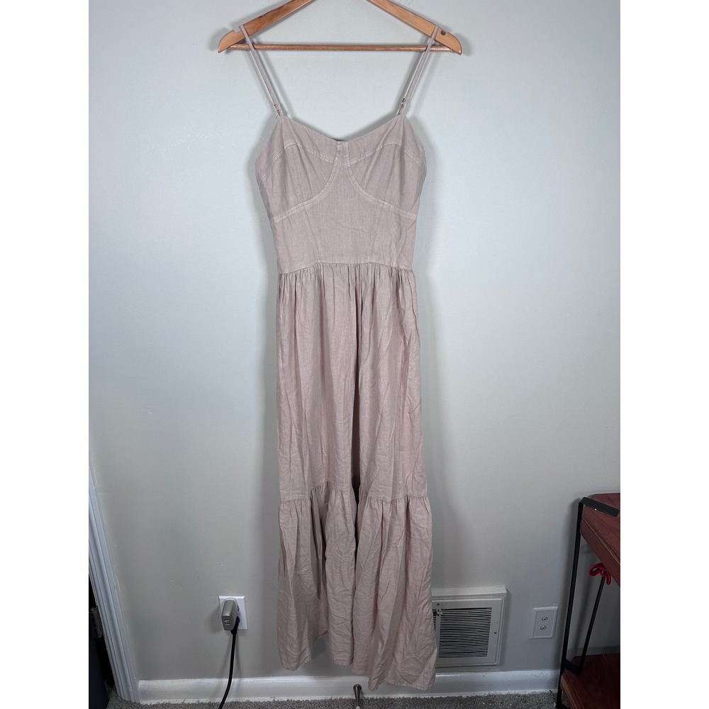 YFB Young Fabulous & Broke Maxi Dress Women M Blush Pink Boho Coastal linen